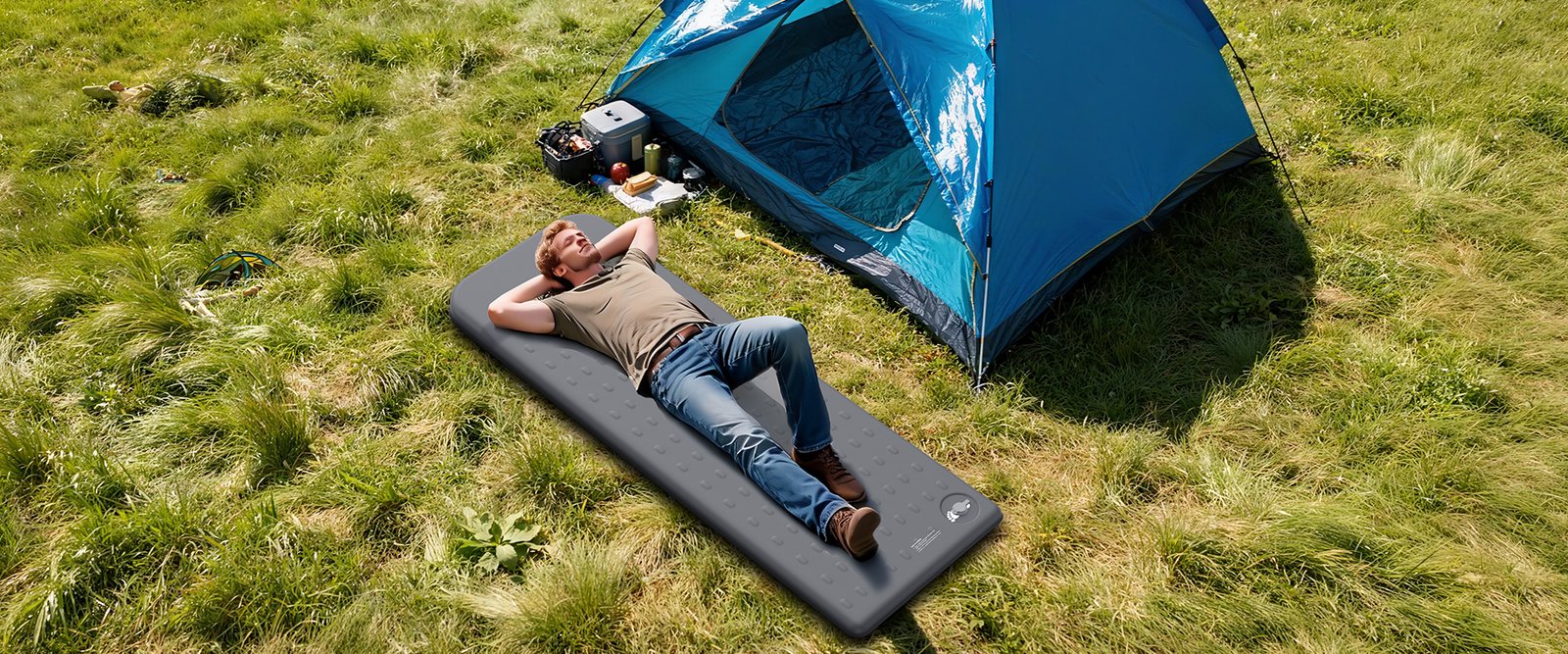 KASIMO sleeping pad at a sunny campsite